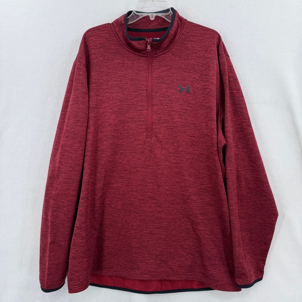 Under Armour 1/2 Zip Shirt Pullover Mens 3XLT Tall Red Fleece 1357145-626